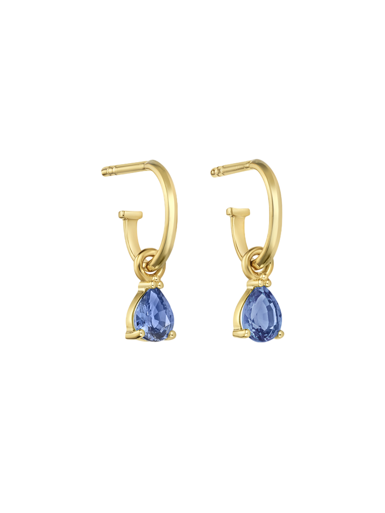 Dew drop blue sapphire hoop earrings